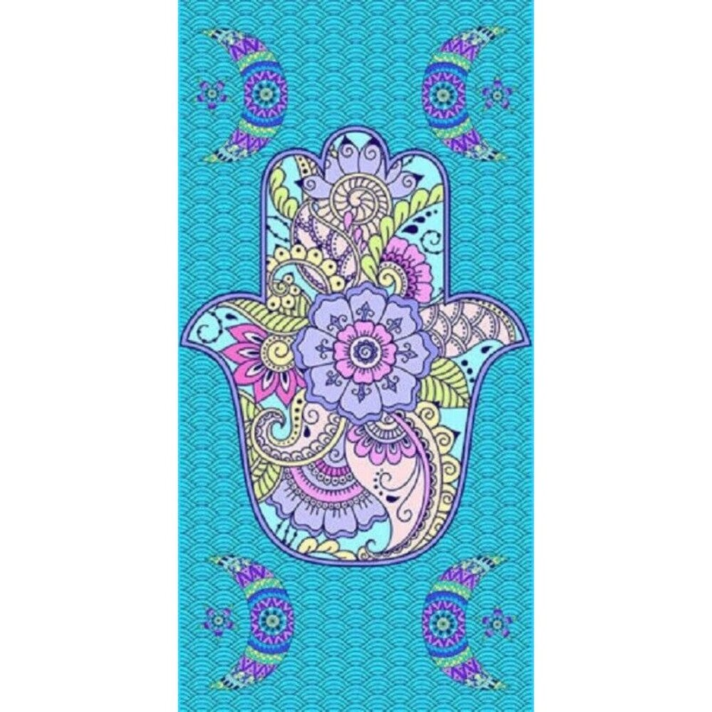 New Hamsa Hand of Fatima Palm Beach Bath Pool Gift Towel Crescent Moon Evil Eye